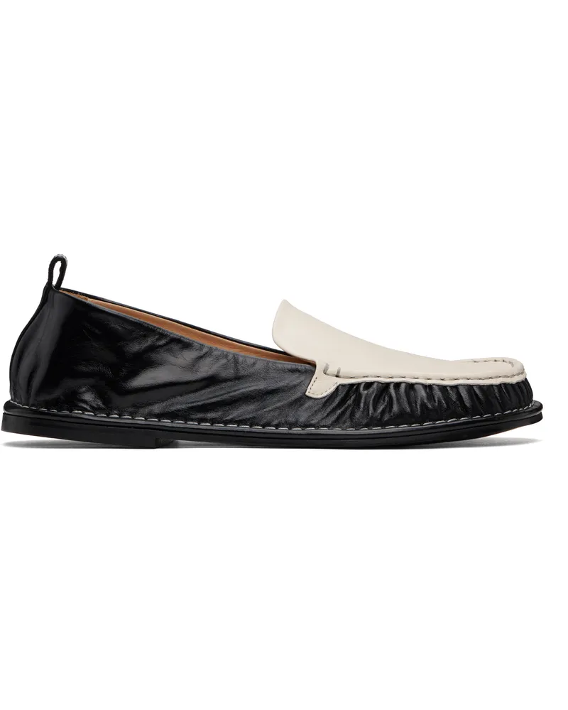AMI Paris Black & Off-White Leather Midi Loafers Wool