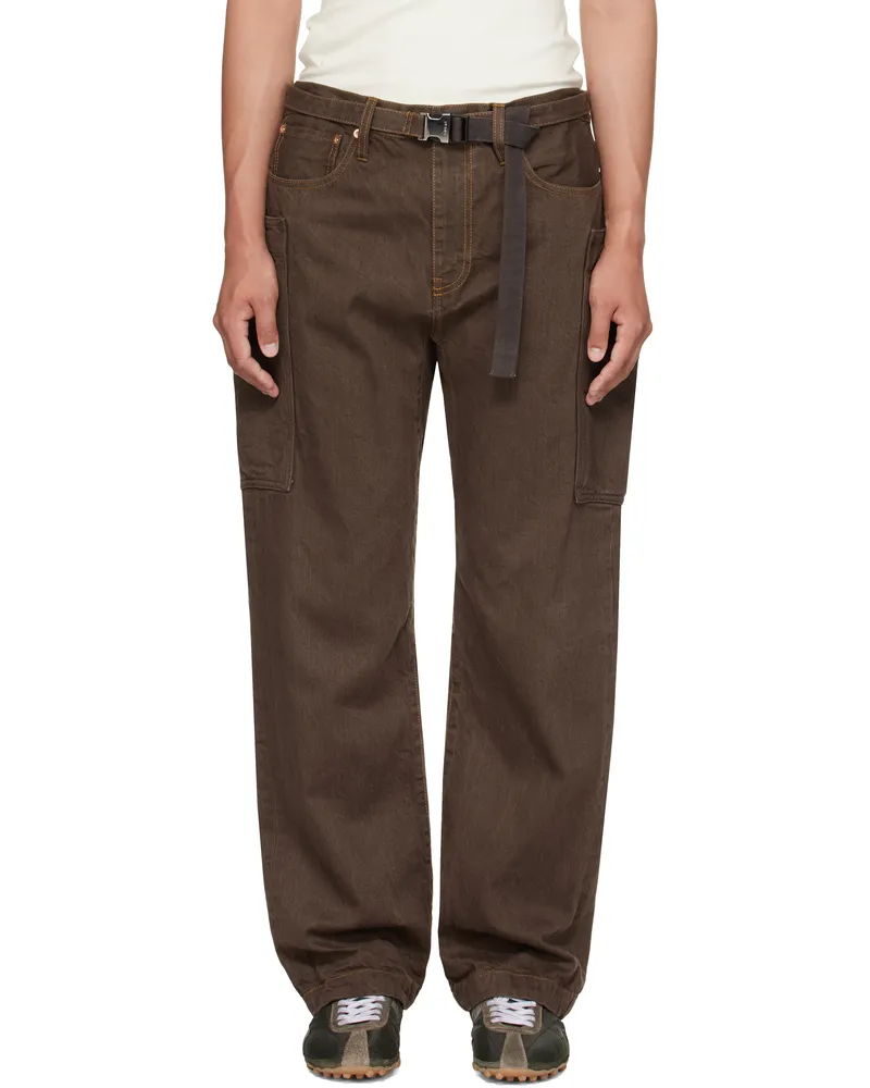 Sacai Brown Belted Denim Cargo Pants 601