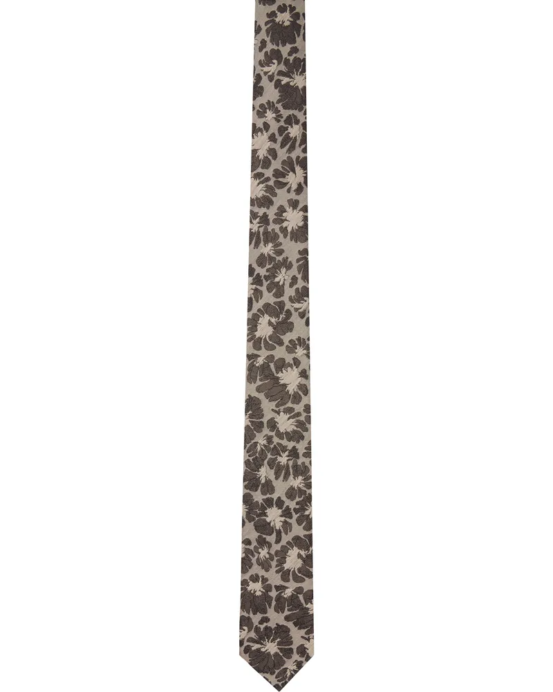 Dries van Noten Brown Jacquard Silk Tie 704