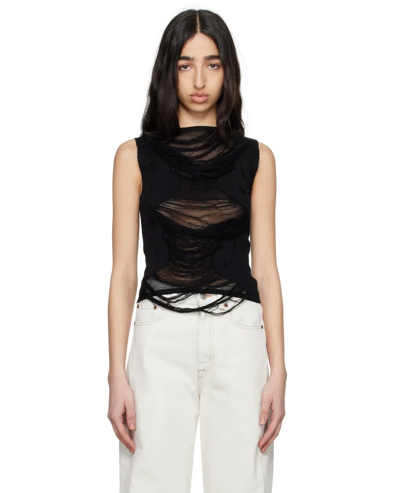 Maison Margiela Black Distressed Tank Top 900