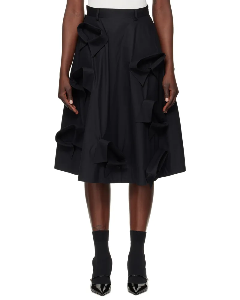 Moschino Black Poplin Multi Collars Midi Skirt 0555