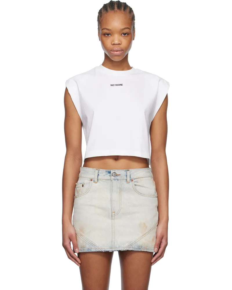 WE 11 DONE White Sleeveless Crew-Neck Top White