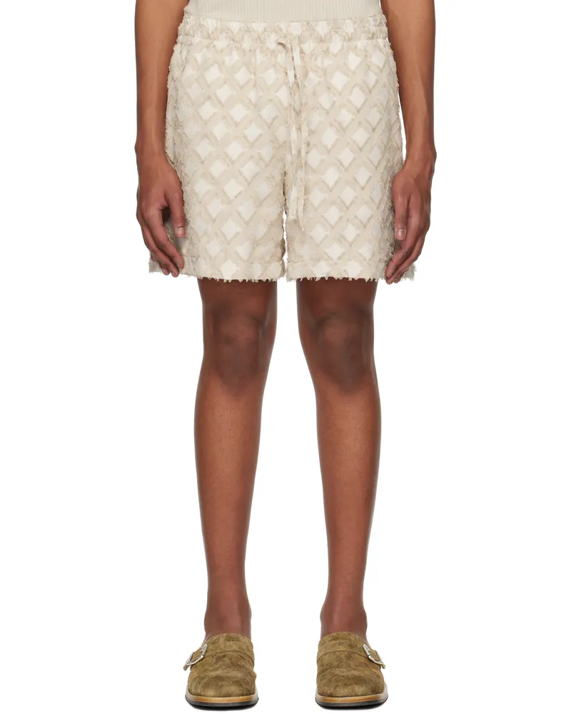 LE 17 SEPTEMBRE Beige Argyle Jacquard Shorts Ivory