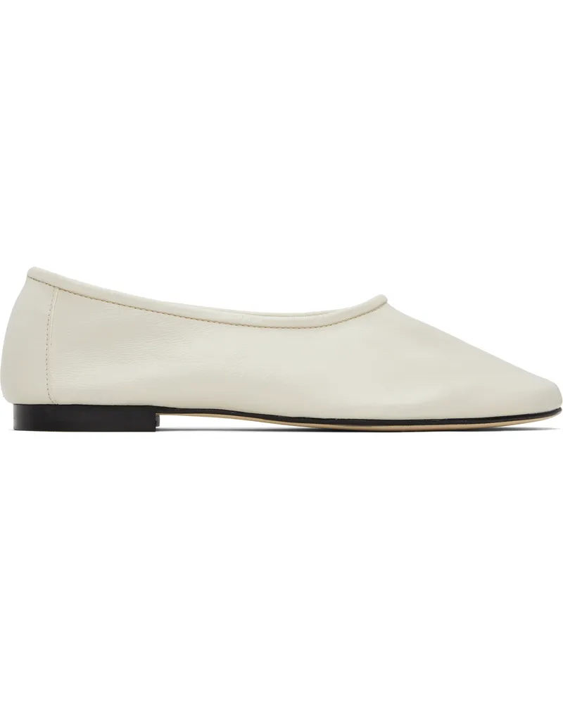 by FAR Gray Prudence Creased Leather Ballerina Flats Wh020