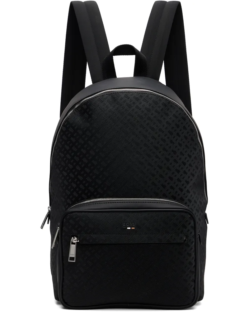 HUGO BOSS Black Check Faux-Leather Backpack 001-black