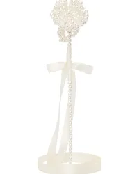 Simone Rocha SSENSE Exclusive White Beaded Large Flower Bag Charm Pearl