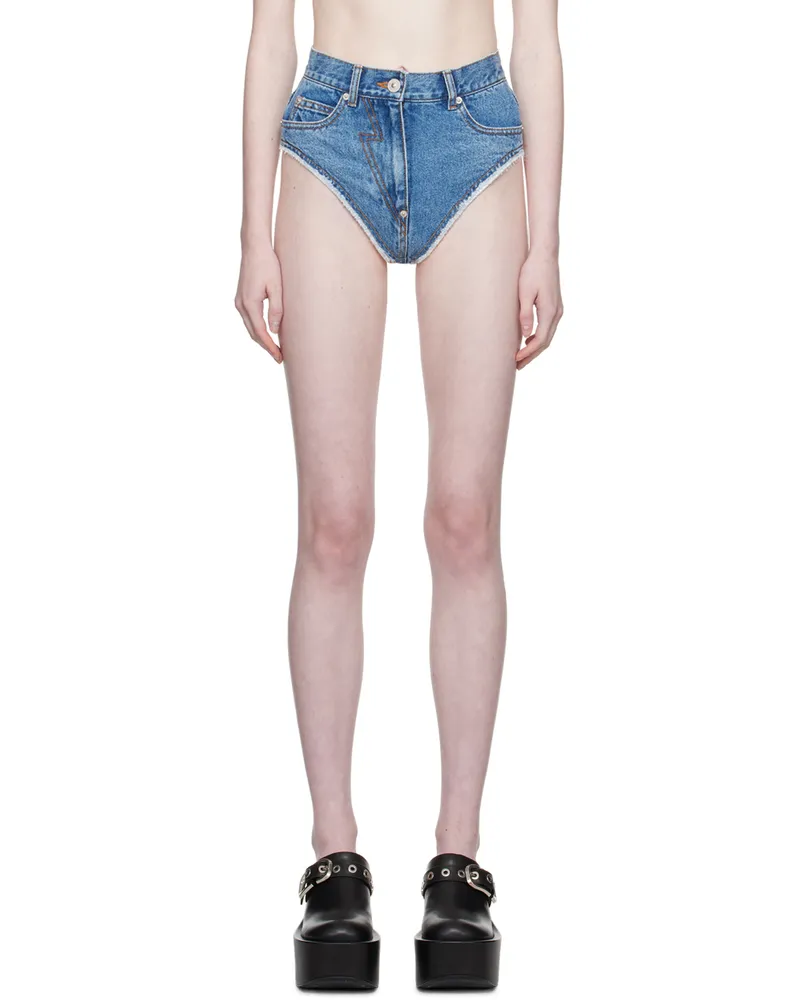 pushBUTTON Blue Panty Denim Shorts Blue