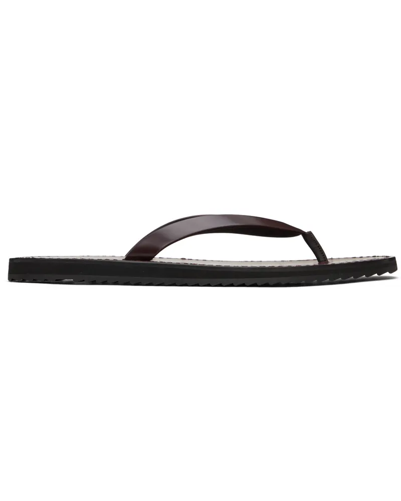The Row Burgundy City Flat Sandals Bordeaux