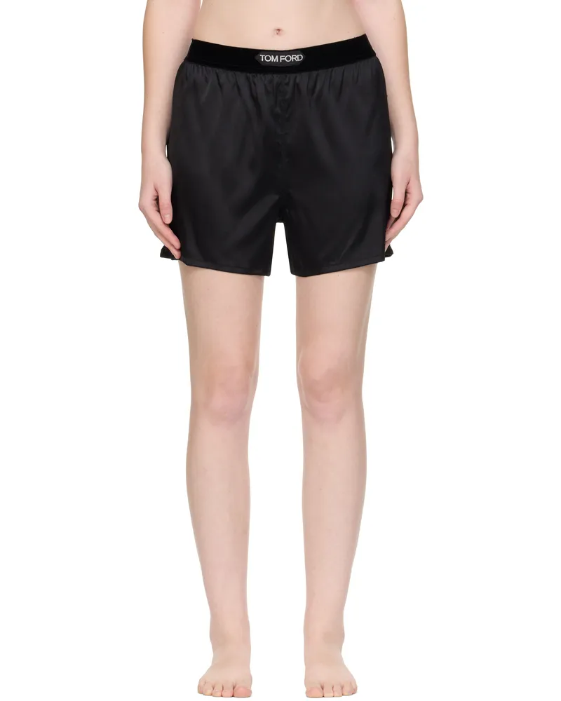 Tom Ford Black Stretch Silk Satin Boxer Shorts Lb999