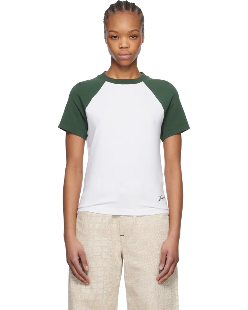 Jacquemus White & Green La Croisière 'The Baseball mini' T-shirt 050
