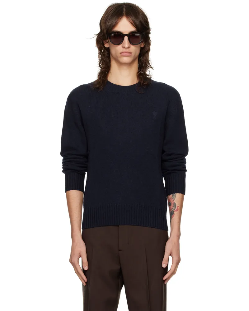 AMI Paris Navy Cashmere Ami De Cœur Sweater Navy