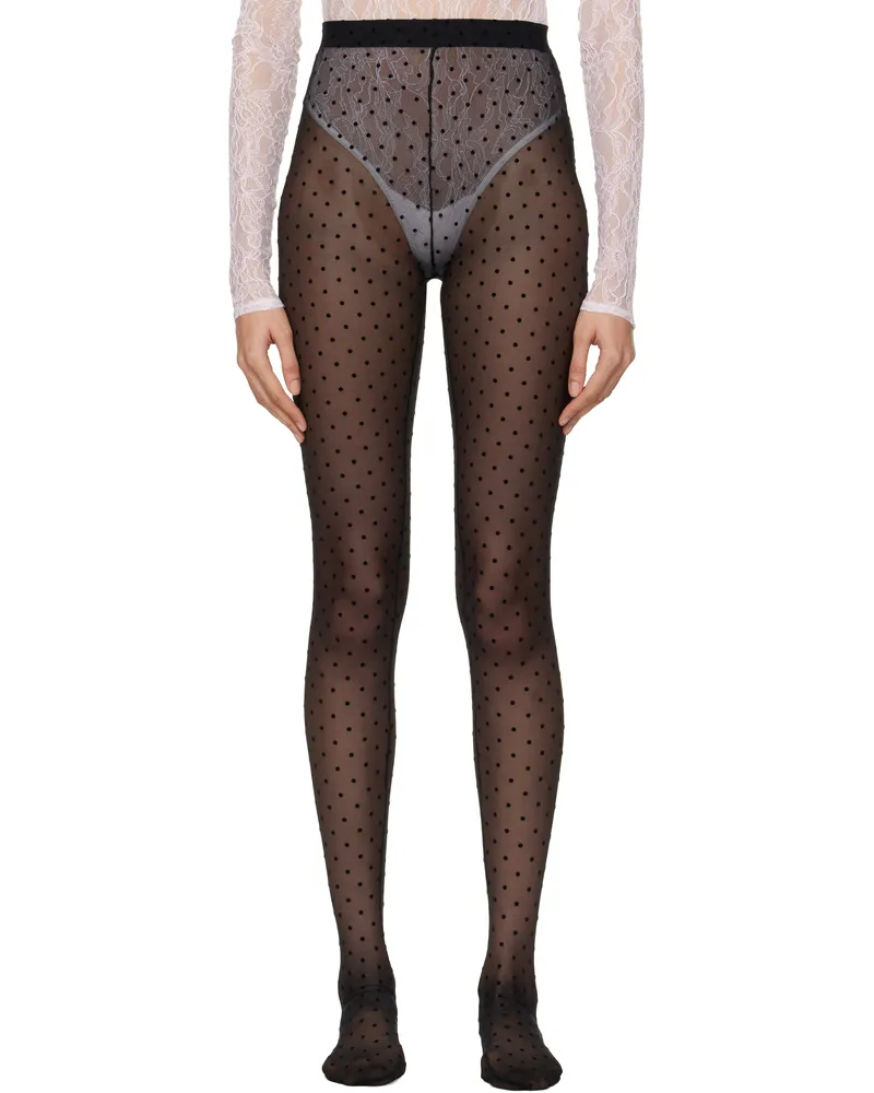 WARDROBE.NYC Black Polka Dot Tights Black