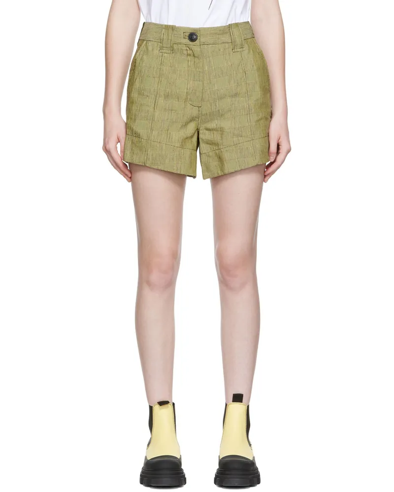 Ganni Yellow Linen Shorts 311