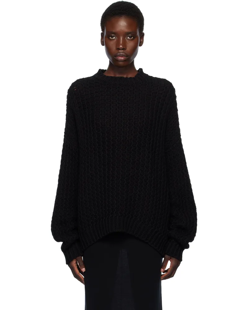 Lauren Manoogian Black Rack Crewneck Sweater B01