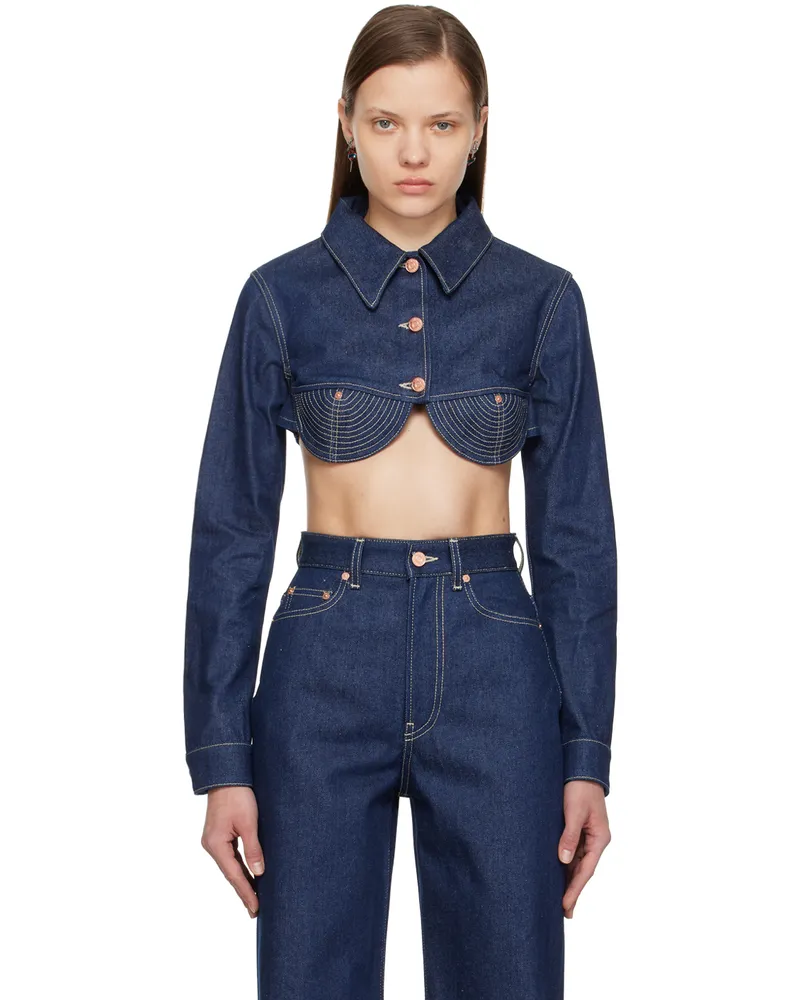 Jean Paul Gaultier Indigo Cropped Denim Jacket 5572