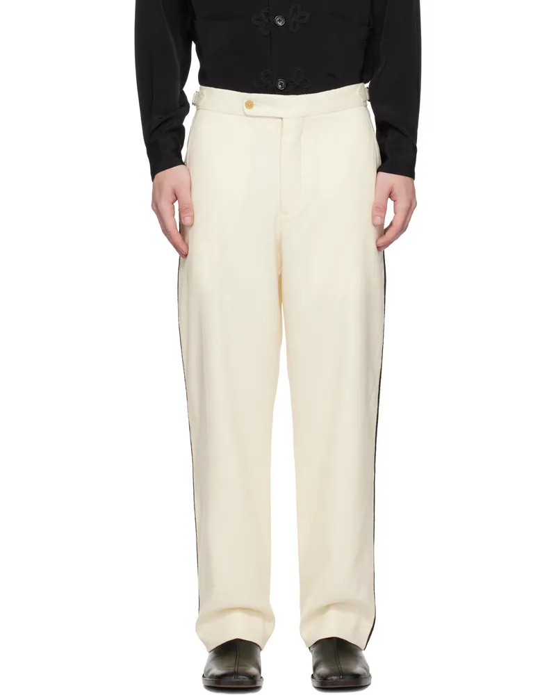 BODE Off-White Beaded Player Trousers Black