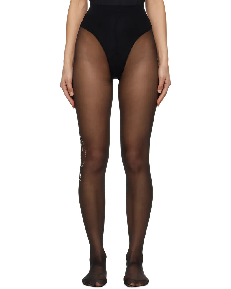 Blumarine Black Rhinestone Tights N0990