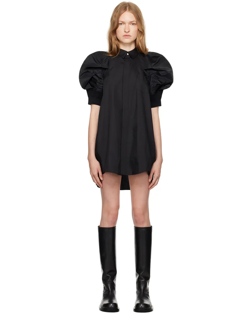 Sacai Black Puff Sleeve Mini Dress 001