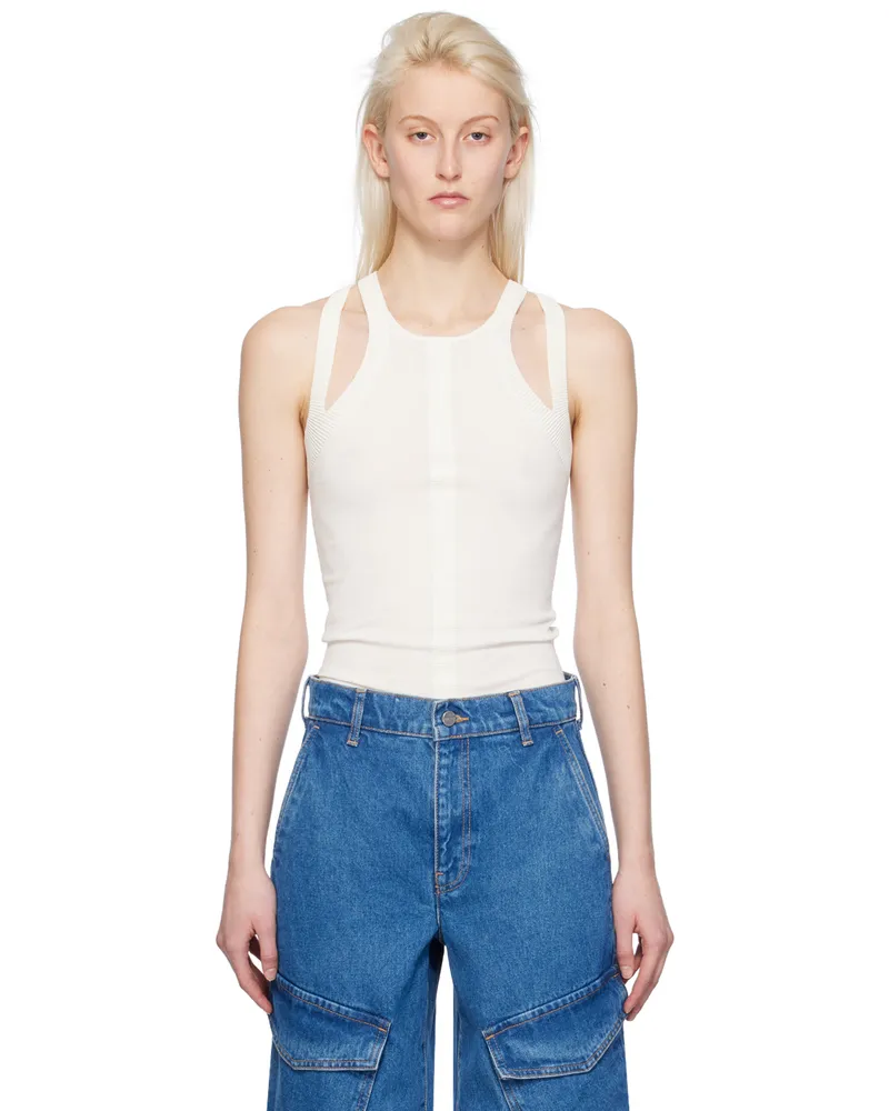 Dion Lee White Sculpt Muscle Tank Top Ivory