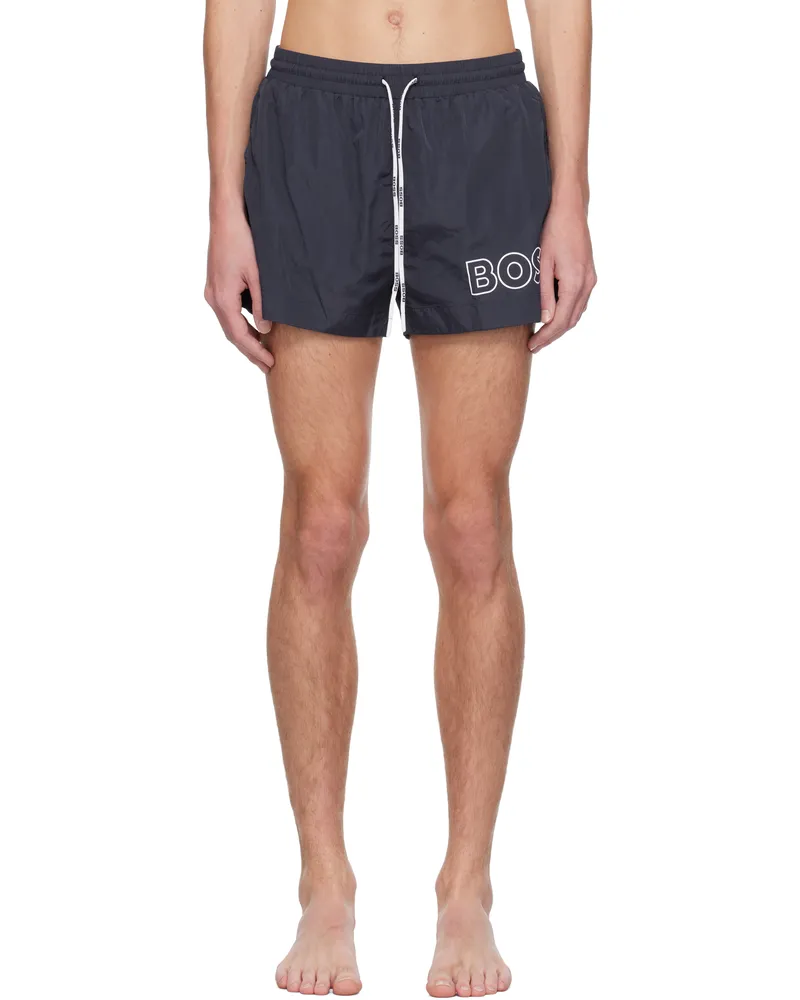 HUGO BOSS Navy Outline Logo Swim Shorts 413-navy