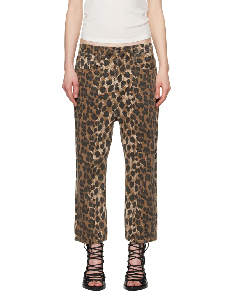 R13 Brown Tailored Drop Jeans Stone