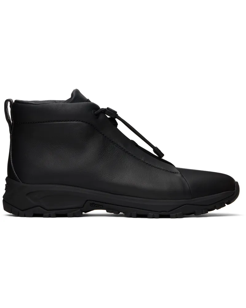 Ermenegildo Zegna Black Triple Stitch High-Top Sneakers Nee