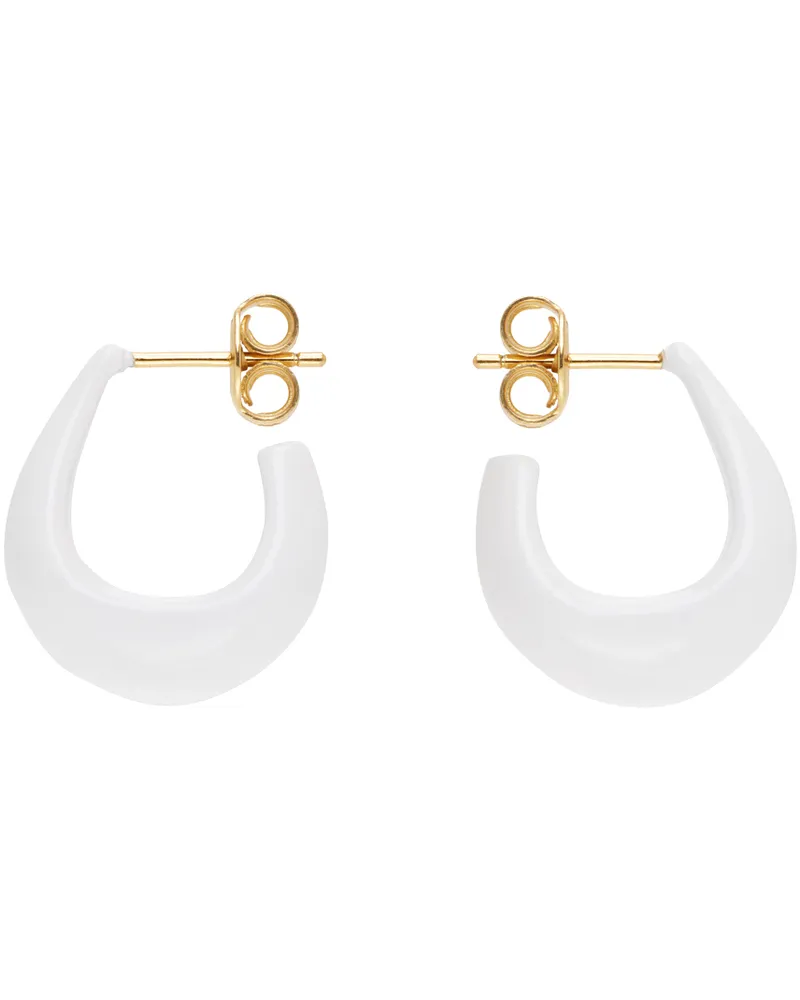 Christophe Lemaire White & Gold Curved Mini Drop Earrings Whoff