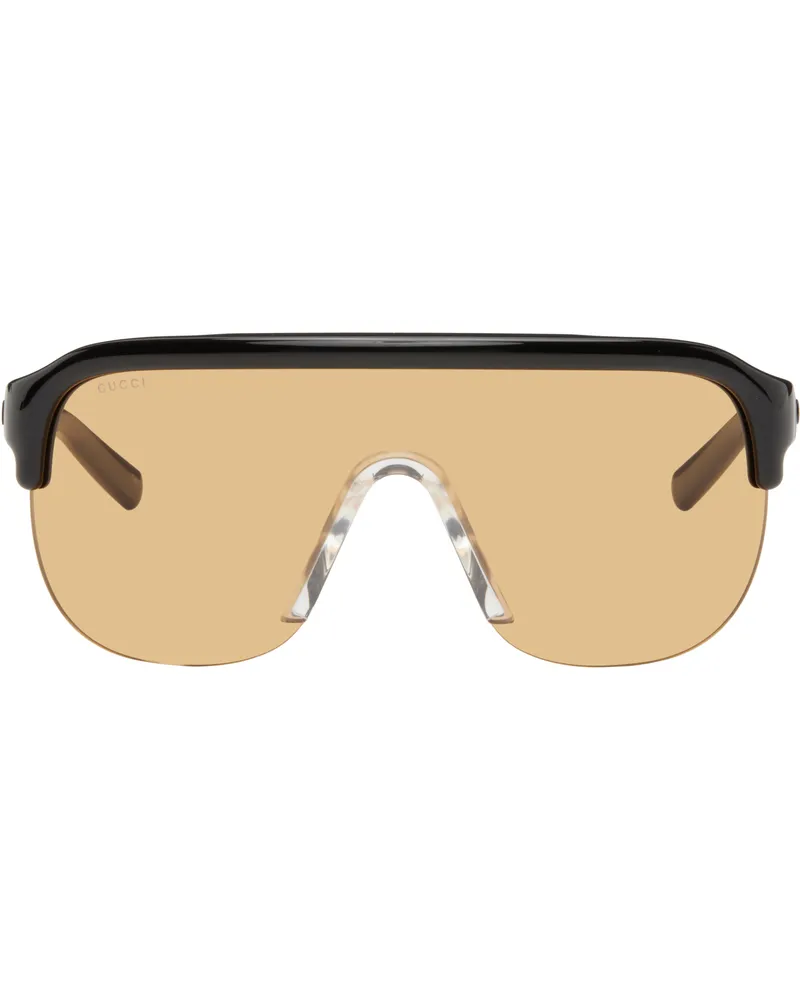 Gucci Black Shield Sunglasses Black-black-orange