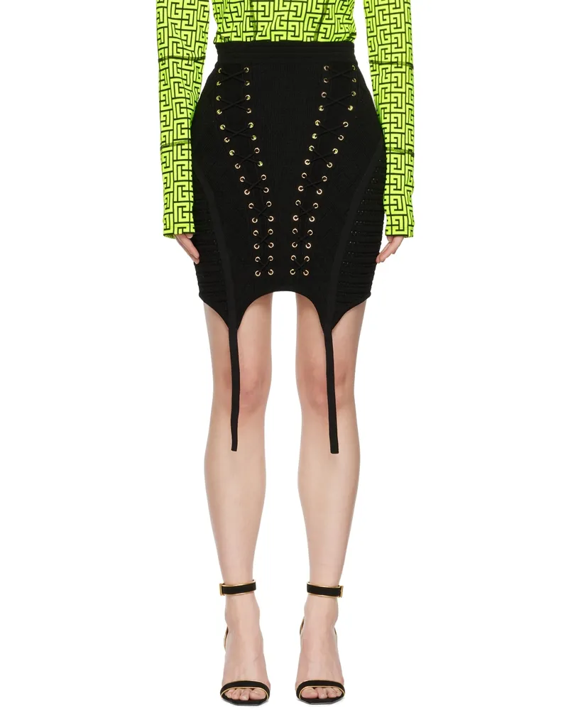 Balmain Black Viscose Miniskirt 0pa