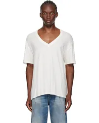 R13 White V-Neck Boxy Seamless T-Shirt Cashmere