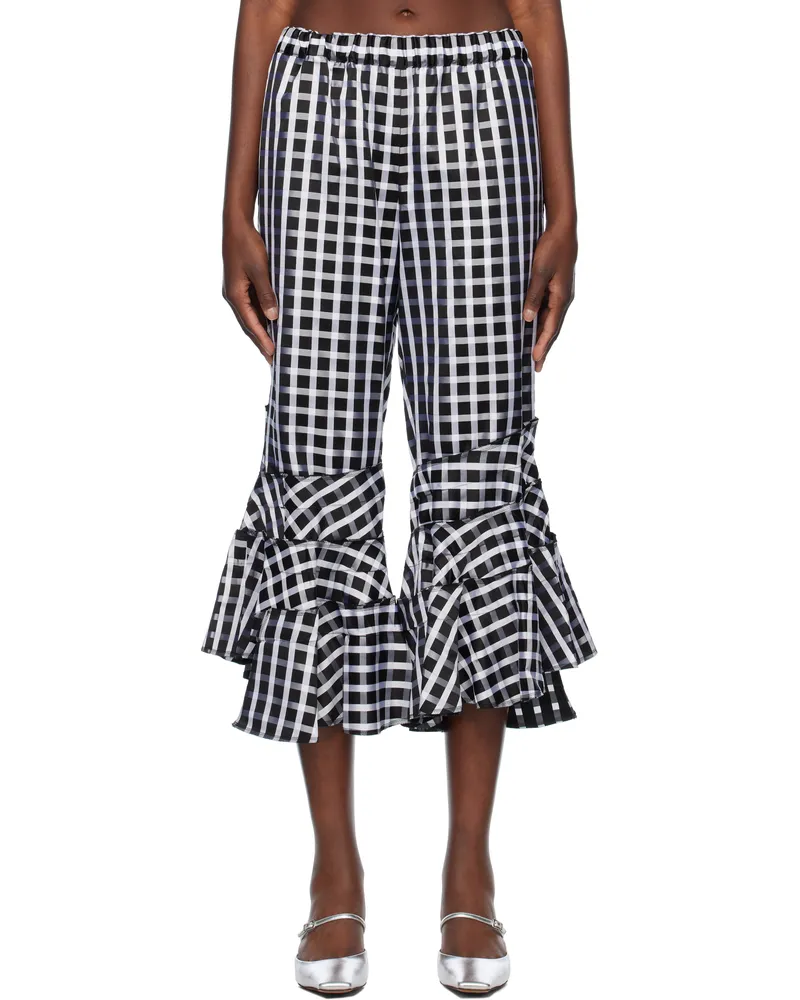 Comme des Garçons Black Satin Check Trousers Black
