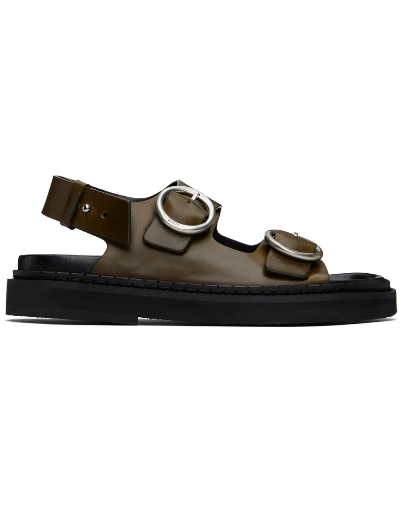 AMI Paris Khaki Fussbet Midi Sandals 377
