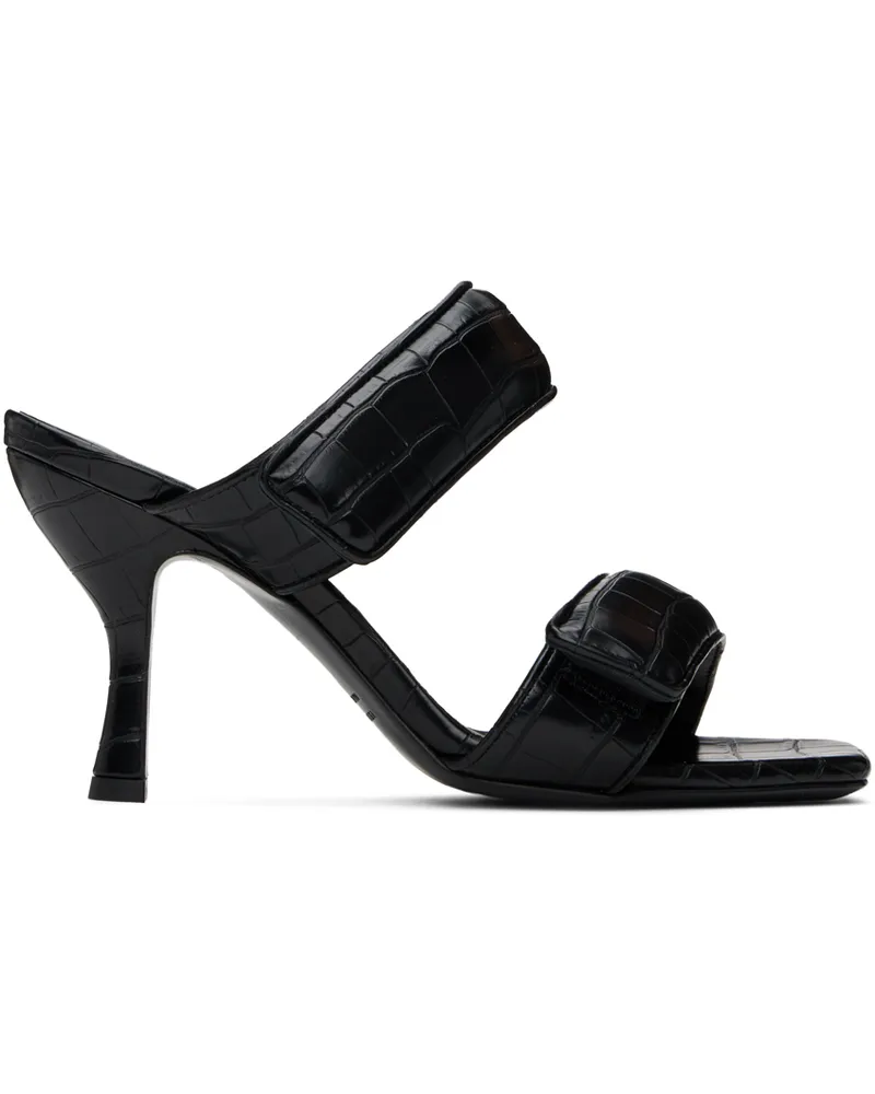Gia Borghini Black Perni 03 Croc Heeled Sandals 5000