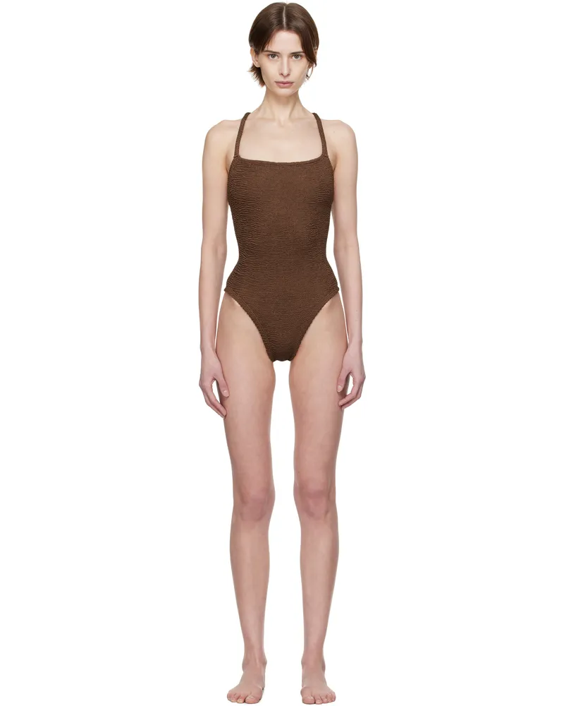 Hunza G Brown Bette Swimsuit Metallic