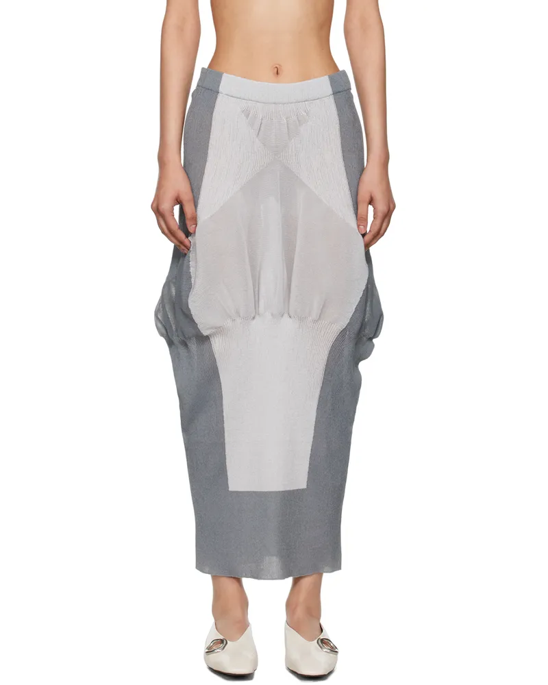 Issey Miyake Gray Shaped Nude Maxi Skirt 12-gray