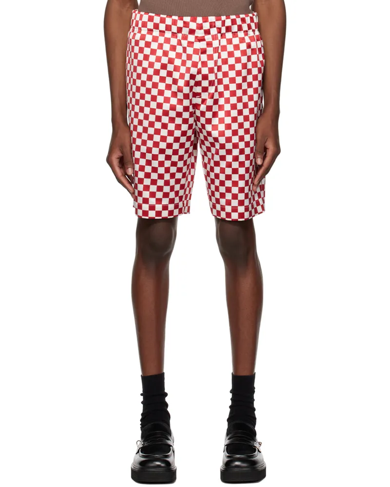 Meryll Rogge Burgundy & White Check Shorts Burgundy