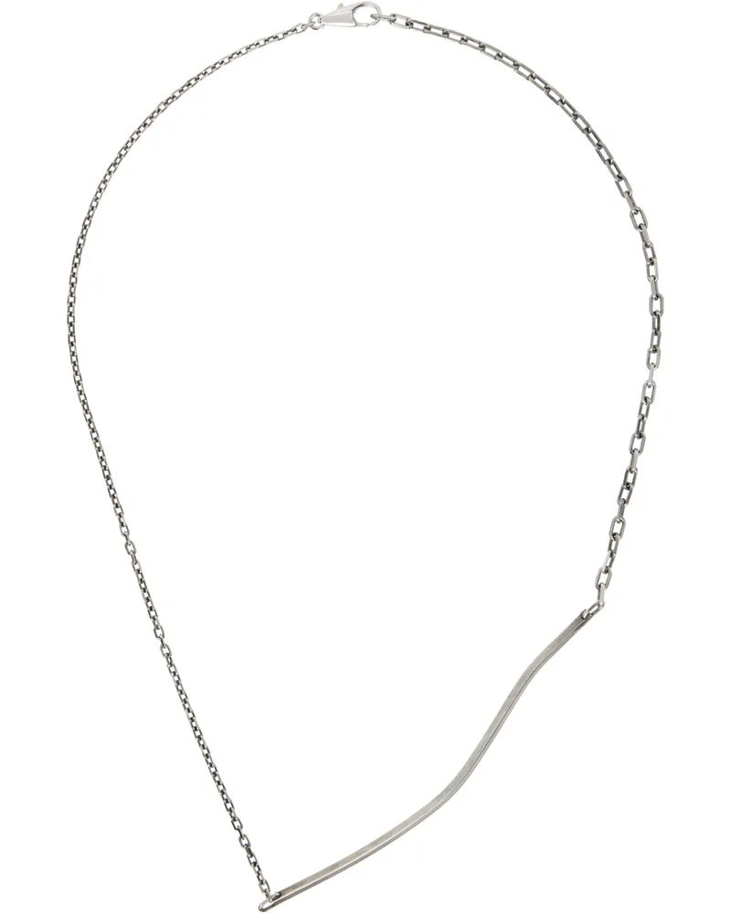 TITLE OF WORK Mixed Chain Beaten Bar Necklace Silver