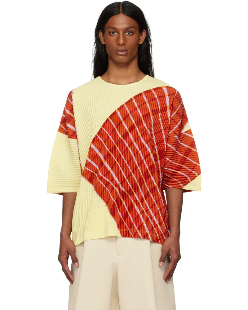 Issey Miyake Yellow & Orange Windswept Plaid T-shirt 52-yellow