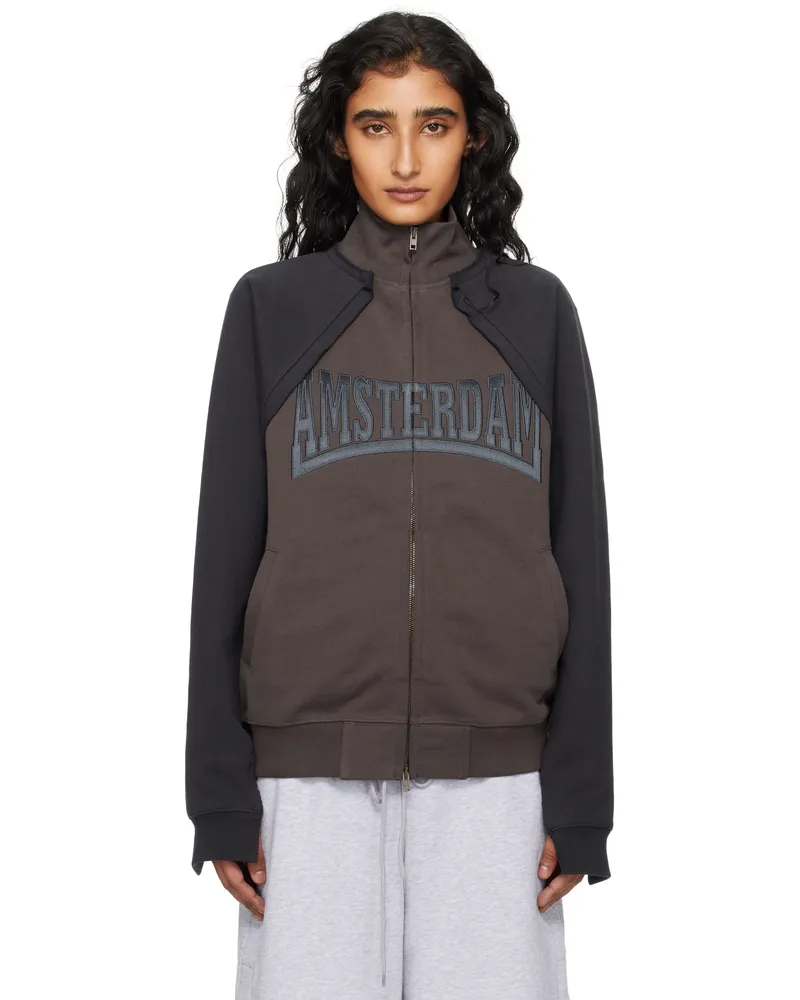 VETEMENTS Brown Patched Zip-Up Jacket Chocolate