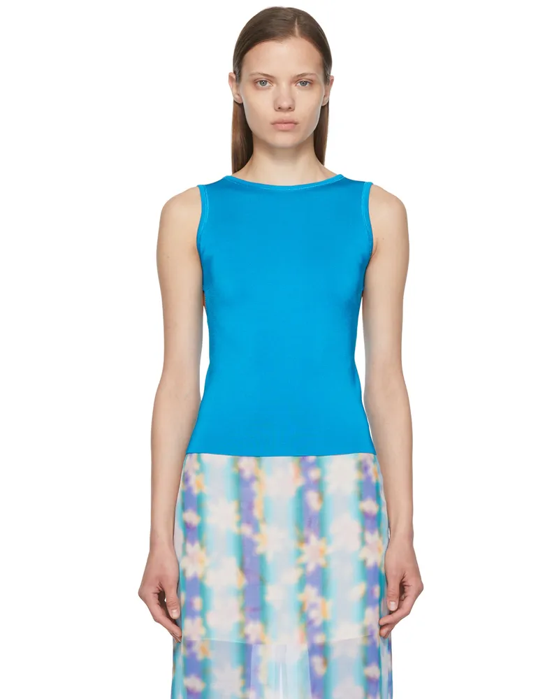 Nina Ricci Blue Viscose Tank Top U4429
