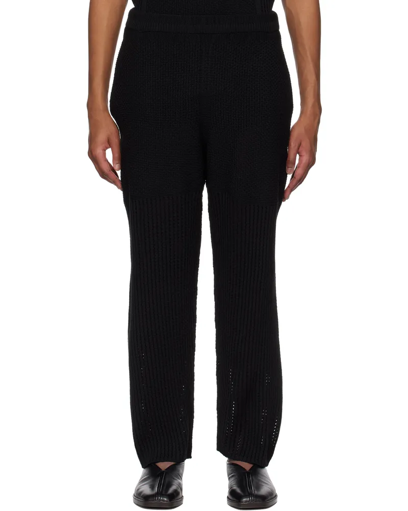 Issey Miyake Black Rustic Knit Sweatpants 15-black