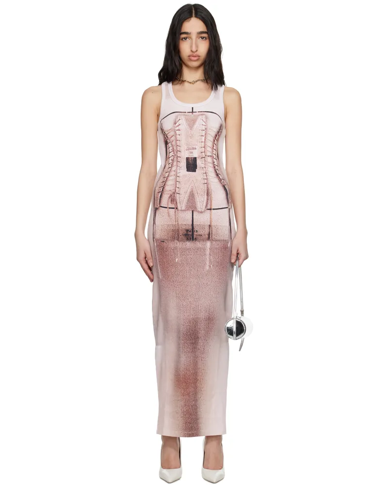 Jean Paul Gaultier Pink 'The Corset Trompe-L’oeil' Maxi Dress 260100-dustypink