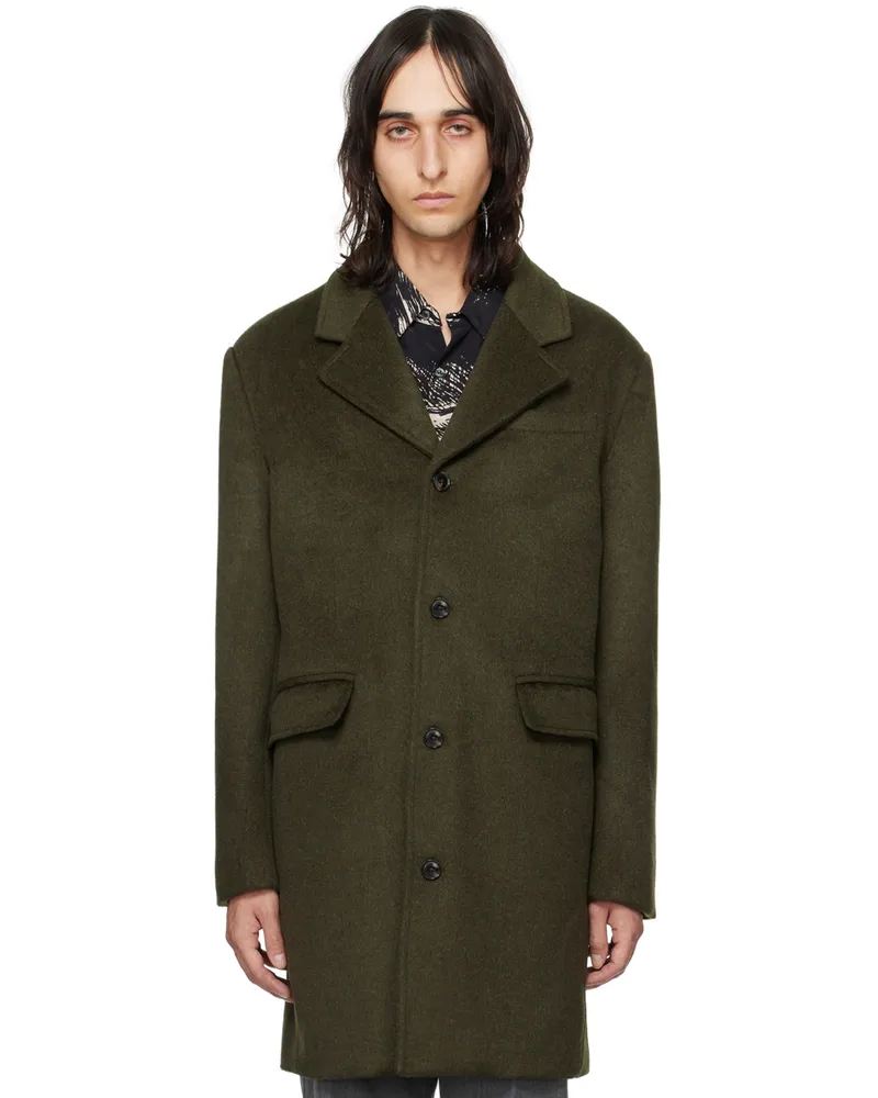 Han Kjøbenhavn Khaki Single Breasted Coat Dark