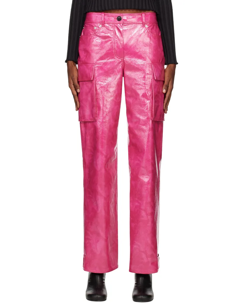 STAND Pink Ada Faux-Leather Trousers 23110