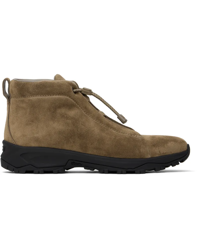 Ermenegildo Zegna Beige Triple Stitch Vetta High-Top Sneakers Coc