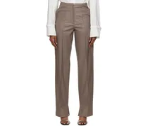 Taupe Two-Pocket Faux-Leather Trousers