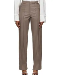 Olēnich Taupe Two-Pocket Faux-Leather Trousers Mocco