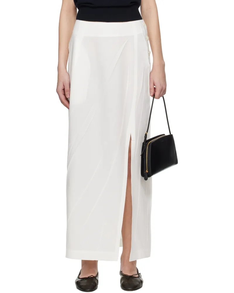 Issey Miyake White Pressed Form Midi Skirt 05