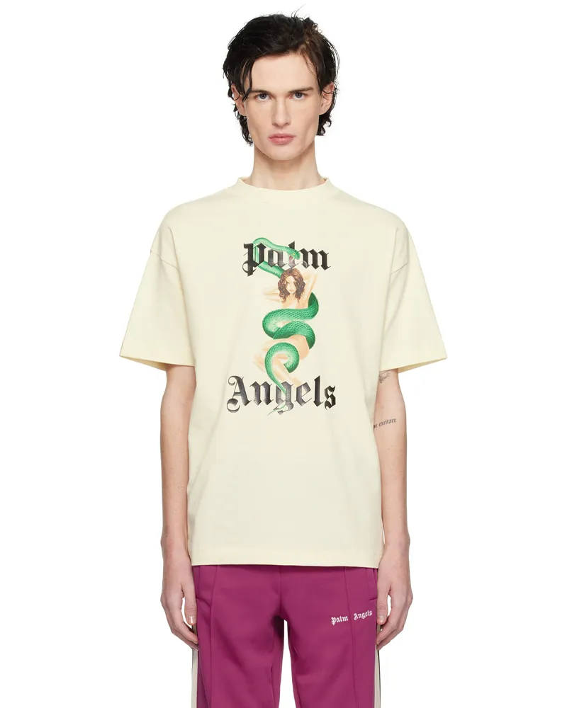 Palm Angels Off-White Pin Up T-Shirt Ivory