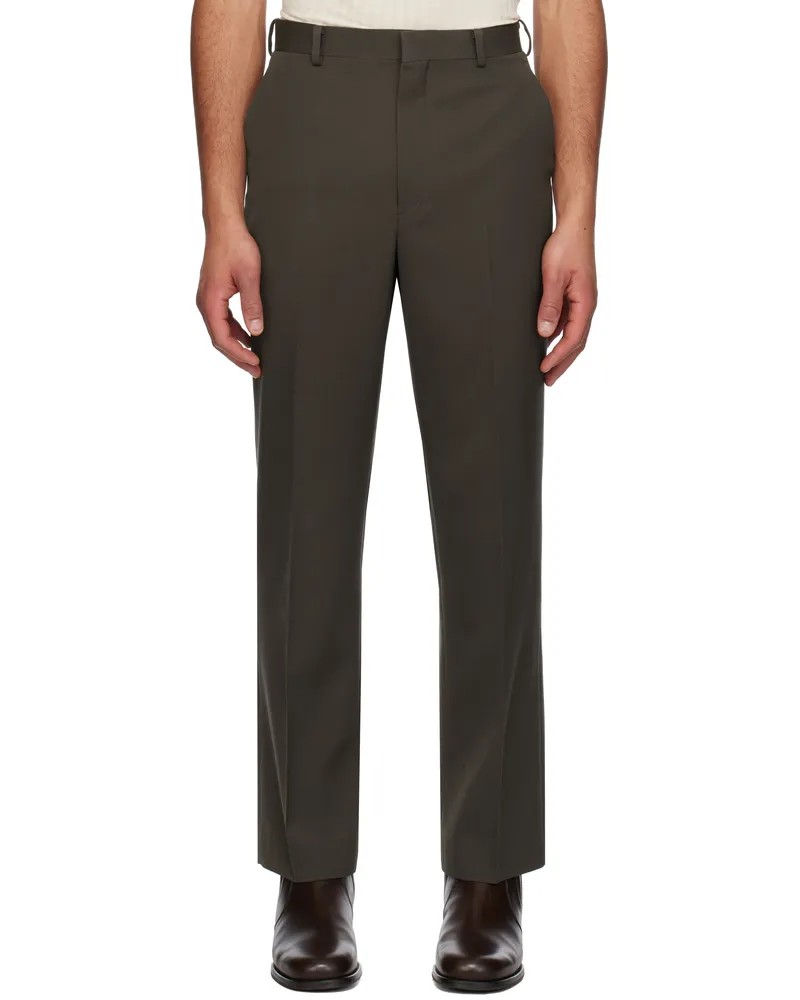 AURALEE Brown Light Wool Max Gabardine Trousers Dark